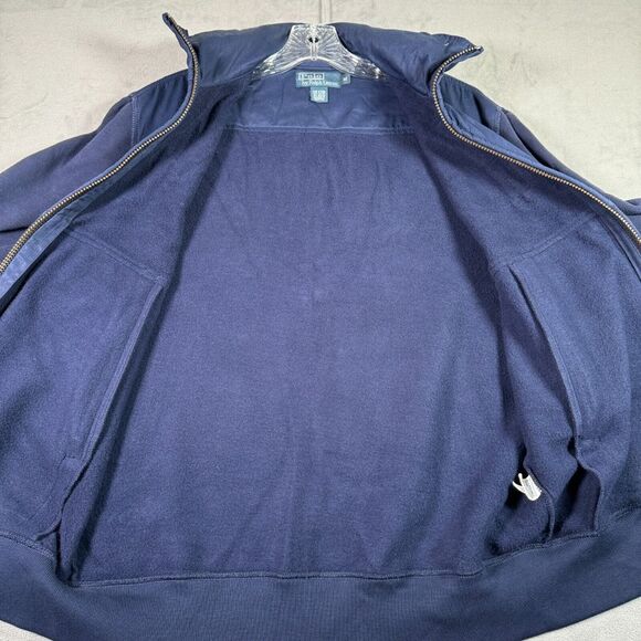 Polo Ralph Lauren Mens Hybrid Fleece Full Zip Jacket M Blue Performance Red Pony - Picture 3 of 8